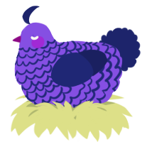 A blurple and navy chicken with a lace pattern