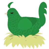A viridian chicken with a lace pattern