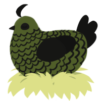 A olive and black chicken with a lace pattern
