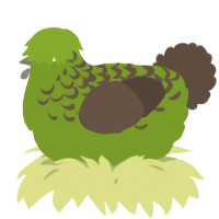A chartreuse and bark chicken with a half-lace pattern