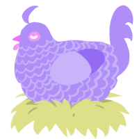 A lilac chicken with a lace pattern