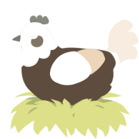 A bark and cream chicken with a head pattern