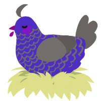 A indigo and grey chicken with a lace pattern