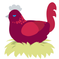 Panther, a maroon and crimson chicken with a neck-speckle pattern