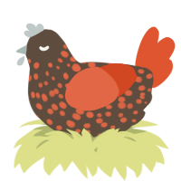 A bark and vermilion chicken with a speckle pattern
