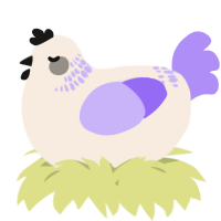 A cream and lilac chicken with a neck-band pattern