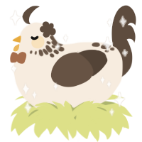 A cream and bark chicken with a neck-speckle pattern