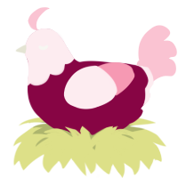 A maroon and rose chicken with a head pattern