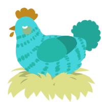 A aqua and turquoise chicken with a bar pattern