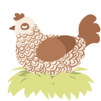 A cream and brown chicken with a double-lace pattern