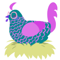 Autumnthetics, a teal and orchid chicken with a lace pattern