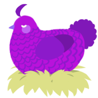 A amethyst and violet chicken with a lace pattern