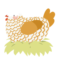 A white and orange chicken with a lace pattern