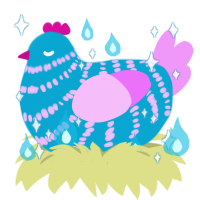 A cerulean and lavender chicken with a bar pattern