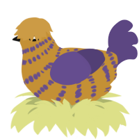 A gold and overcast chicken with a bar pattern