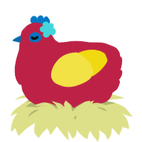 A crimson and yellow chicken