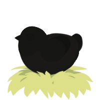 A sable and black chicken with a head pattern