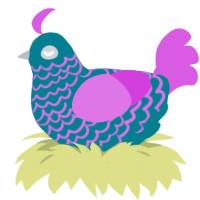 A sea and orchid chicken with a lace pattern