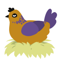A ochre and overcast chicken with a neck-speckle pattern