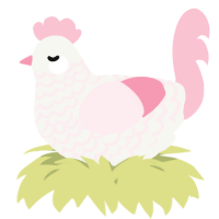 A white and rose chicken with a lace pattern