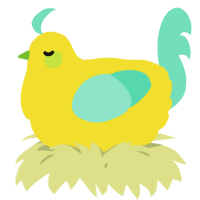 A yellow and mint chicken