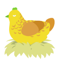 A yellow and orange chicken with a half-lace pattern