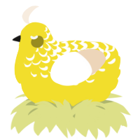 A yellow and cream chicken with a half-lace pattern