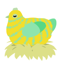 A yellow and spring chicken with a bar pattern