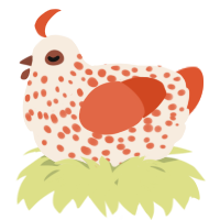 A cream and vermilion chicken with a speckle pattern