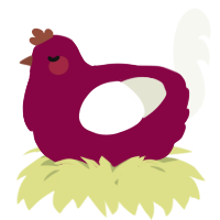 A maroon and white chicken