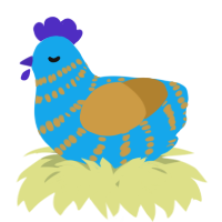 A sky and gold chicken with a bar pattern