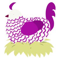 A white and plum chicken with a lace pattern