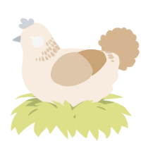 A cream and beige chicken with a neck-band pattern