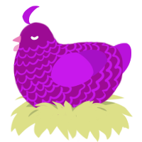 A plum and amethyst chicken with a lace pattern