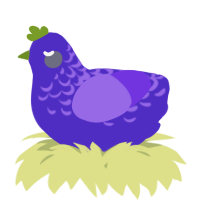 A indigo and blurple chicken with a half-lace pattern