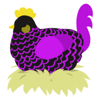 A sable and amethyst chicken with a lace pattern
