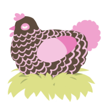 A bark and pink chicken with a lace pattern
