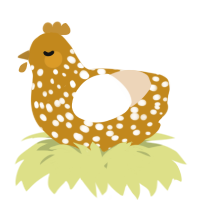 A ochre and cream chicken with a speckle pattern