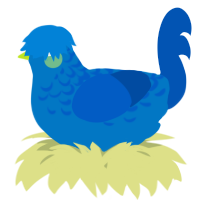 A sapphire and ultramarine chicken with a half-lace pattern