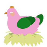 A pink and leaf chicken