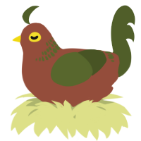 A russet and olive chicken with a neck-band pattern