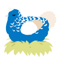 A sapphire and cream chicken with a half-lace pattern