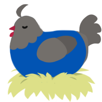 Untitled Docment, a ultramarine and grey chicken with a head pattern