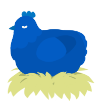 A ultramarine chicken with a head pattern