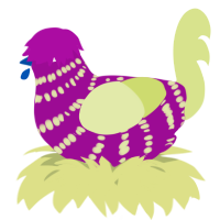 A plum and lemon chicken with a bar pattern