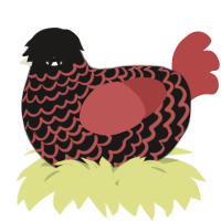 A sable and red chicken with a lace pattern
