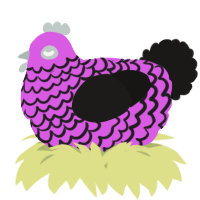 A orchid and sable chicken with a lace pattern
