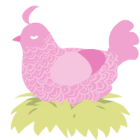 A pink chicken with a double-lace pattern