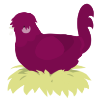 A wine chicken with a head pattern