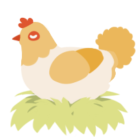A cream and honey chicken with a head pattern
